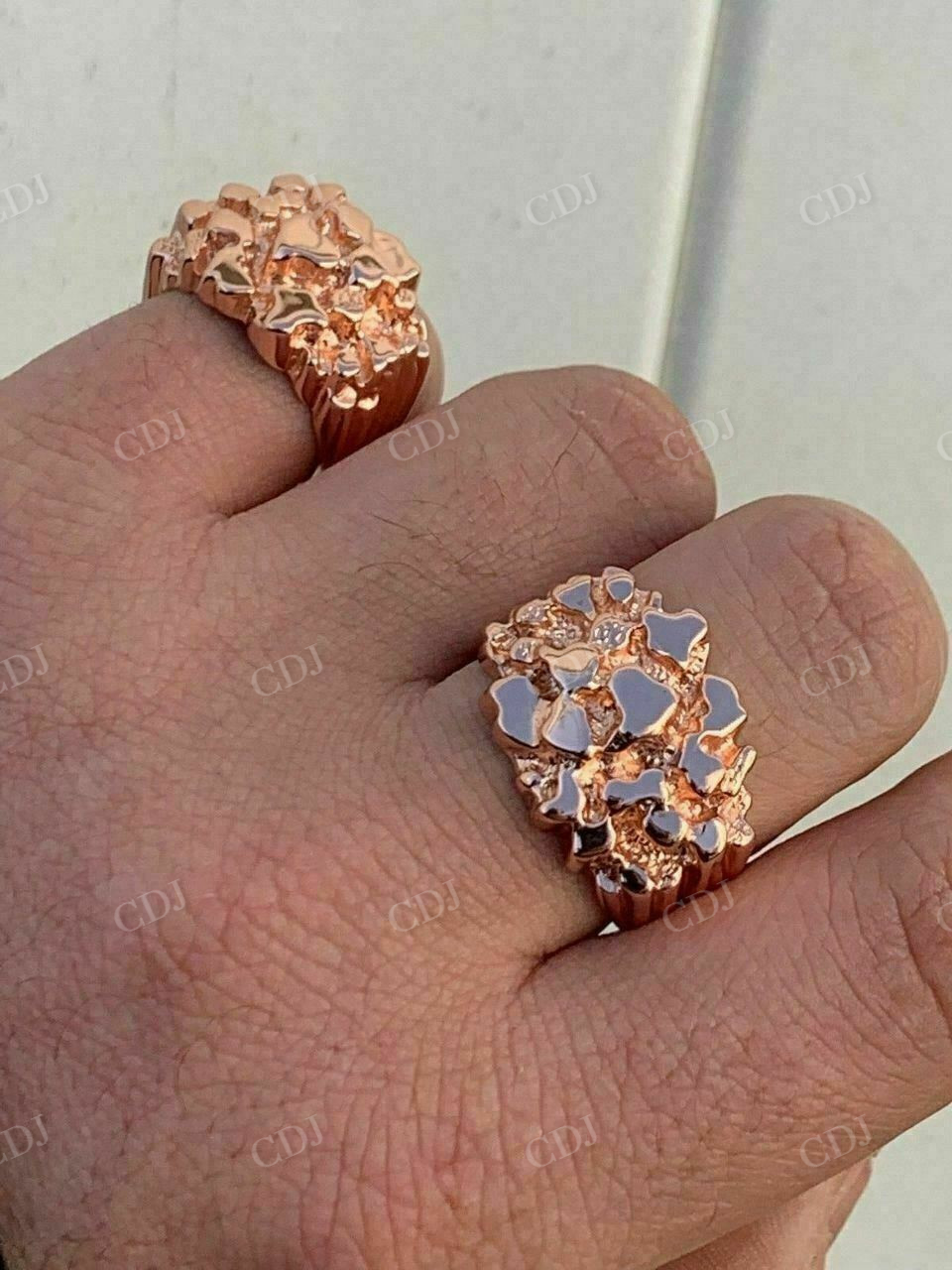 Solid Rose Gold Textured Ring For Men  customdiamjewel   