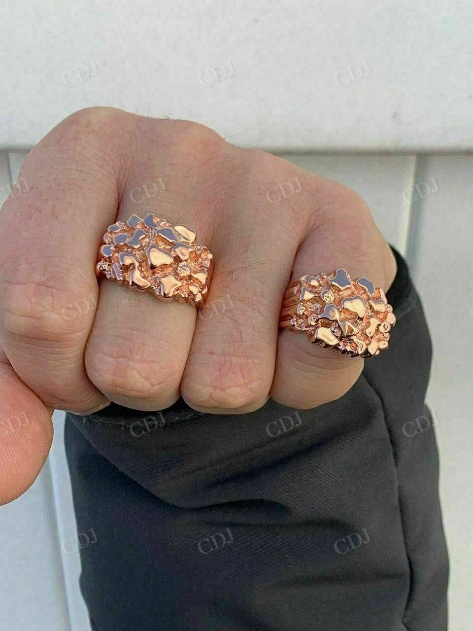 Solid Rose Gold Textured Ring For Men  customdiamjewel   