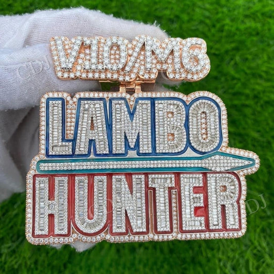 925 Silver Custom Enamel V10/M6 LAMBO HUNTER Pendant hip hop jewelry customdiamjewel   