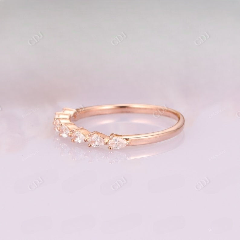 0.42CT Pear Cut Real Diamond Art Deco Wedding Band  customdiamjewel   