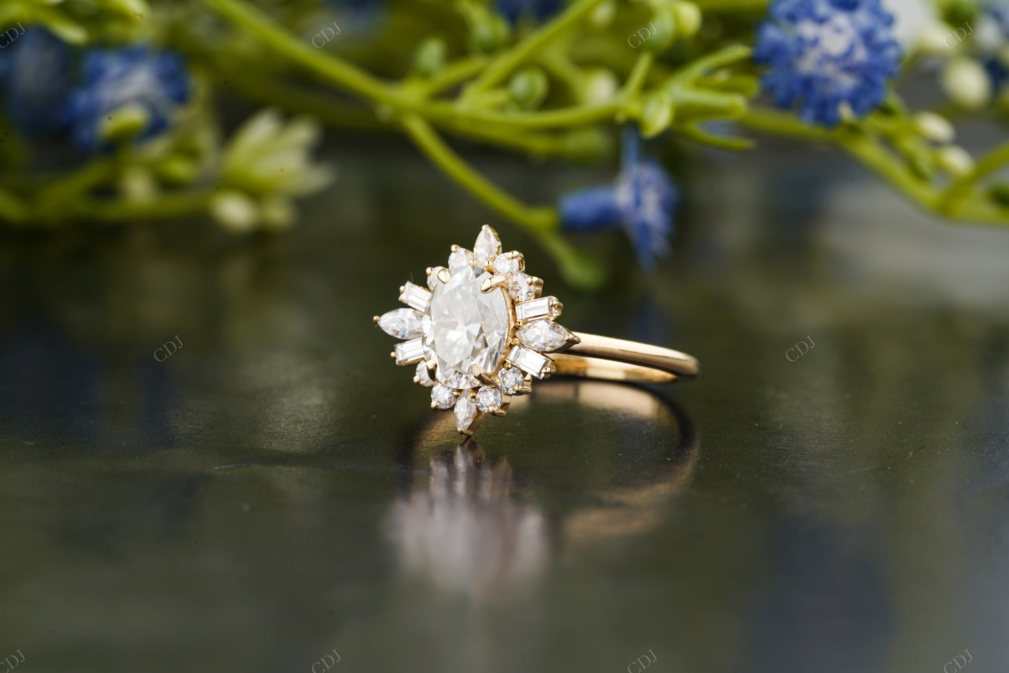 Moissanite Diamond Floral Statement Ring