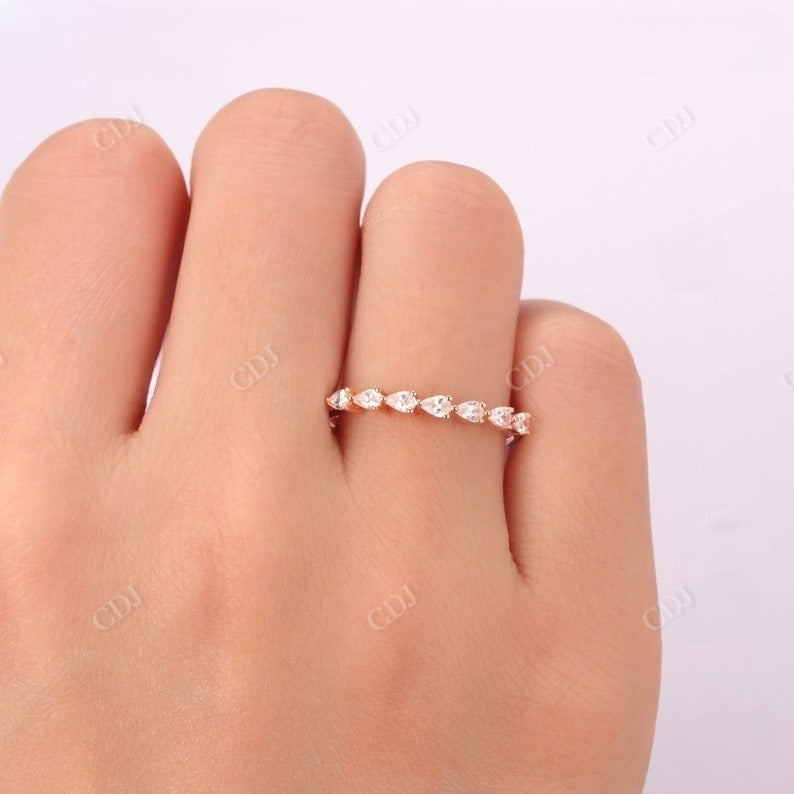 0.42CT Pear Cut Real Diamond Art Deco Wedding Band  customdiamjewel   