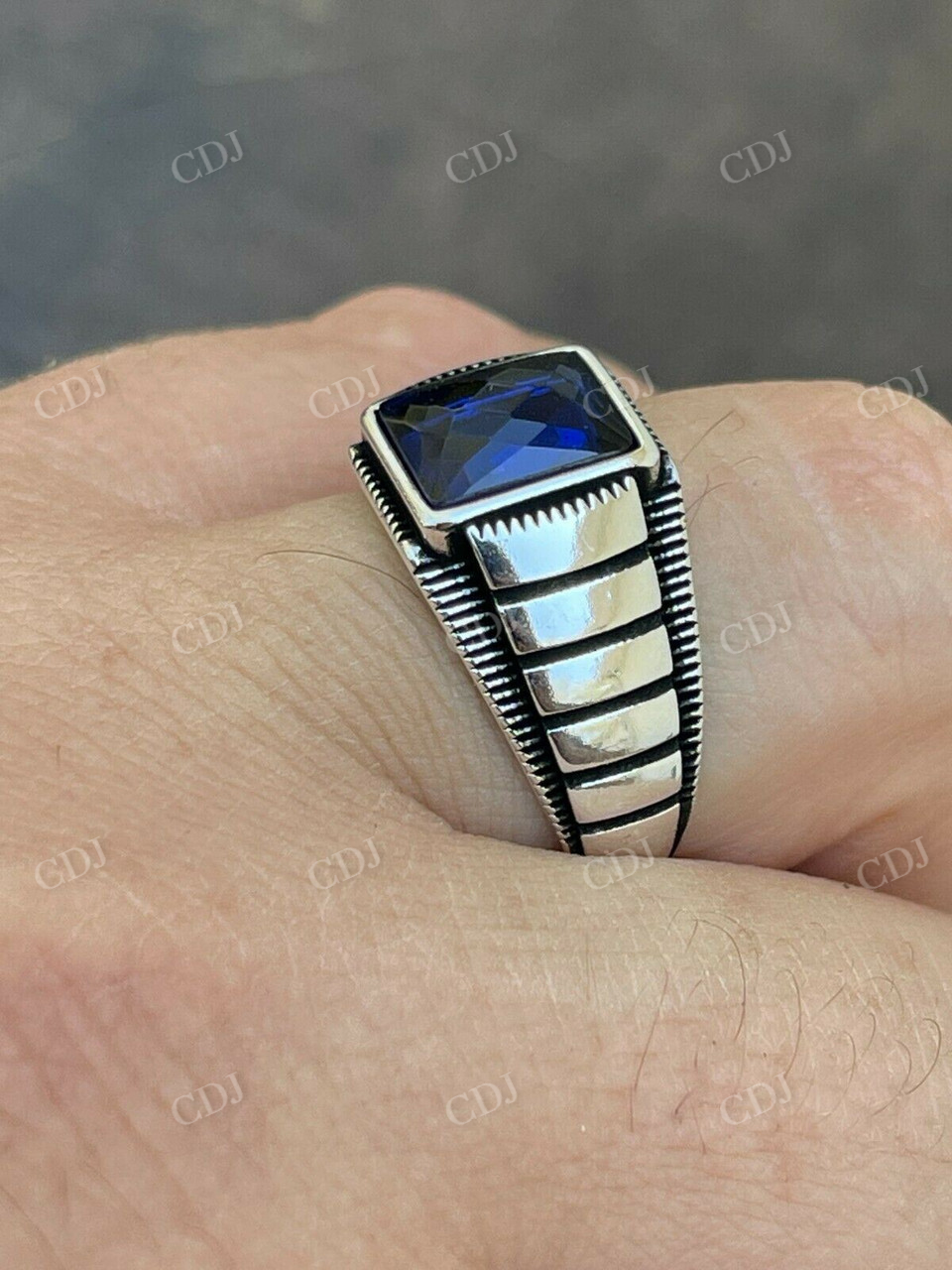 Blue Sapphire Designer Ring For Men  customdiamjewel   