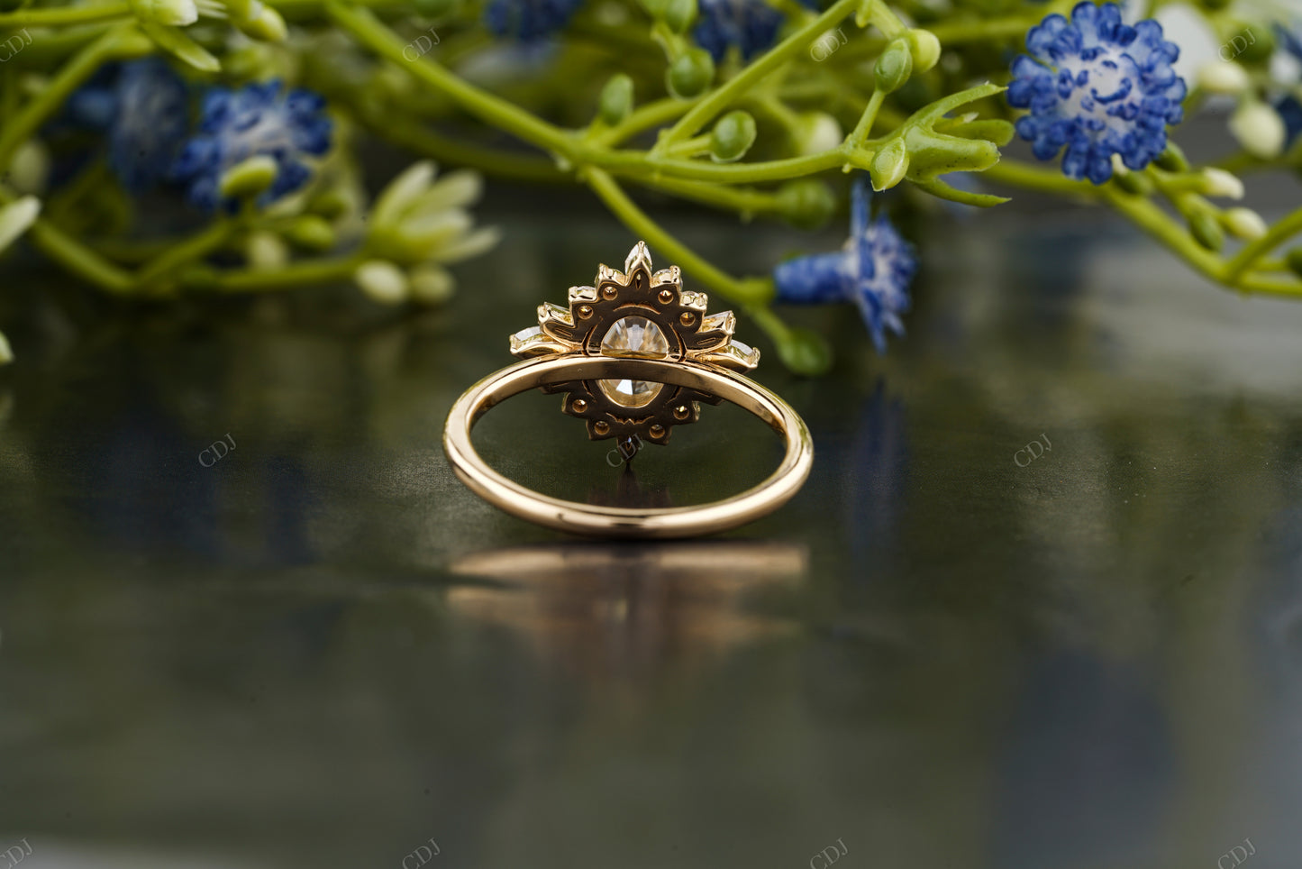 Moissanite Diamond Floral Statement Ring