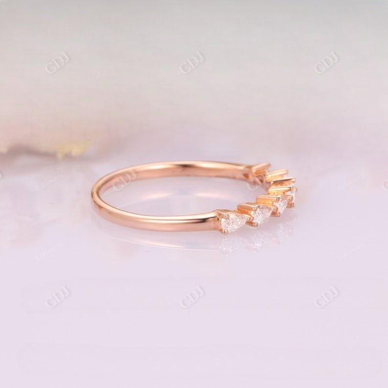 0.42CT Pear Cut Real Diamond Art Deco Wedding Band  customdiamjewel   