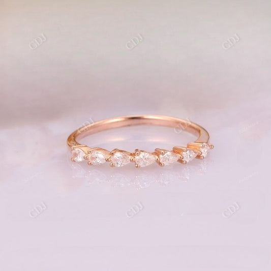 0.42CT Pear Cut Real Diamond Art Deco Wedding Band  customdiamjewel 10 KT Solid Gold Rose Gold VVS-EF