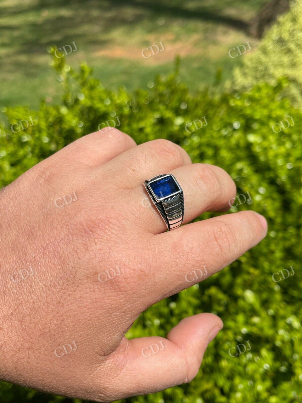 Blue Sapphire Designer Ring For Men  customdiamjewel   