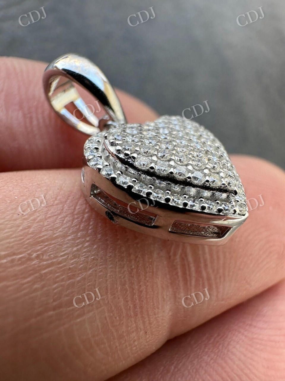 Charm Heart Shape Diamond Pendant  customdiamjewel   