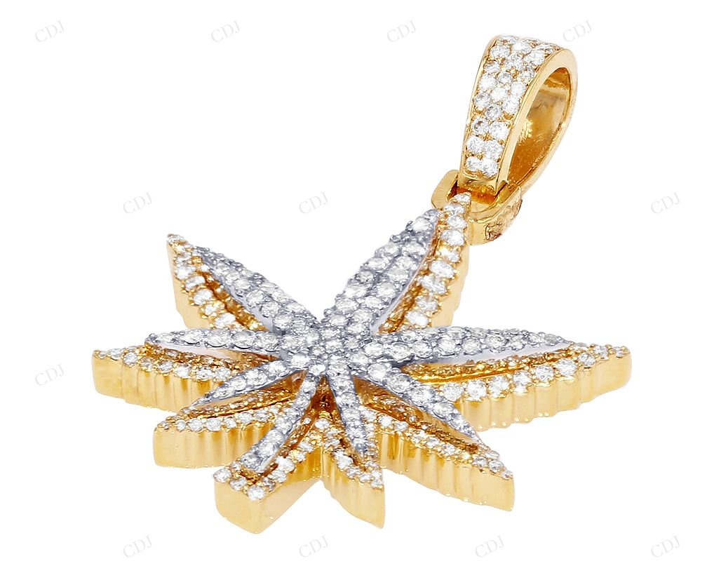 1.35 CTW Sterling Silver Moissanite Herbal Leaf Pendant CustomDiamJewel