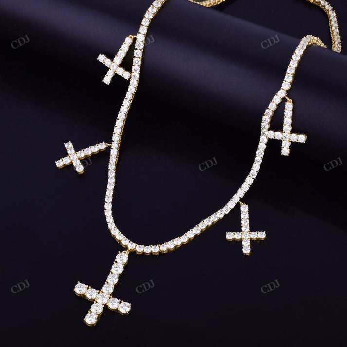 Full Iced Out Diamond Cross Tennis Chain hip hop jewelry CustomDiamJewel