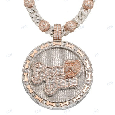 Moissanite Diamond Two Tone Pendant Of His Dog Bam Bam! hip hop jewelry CustomDiamJewel
