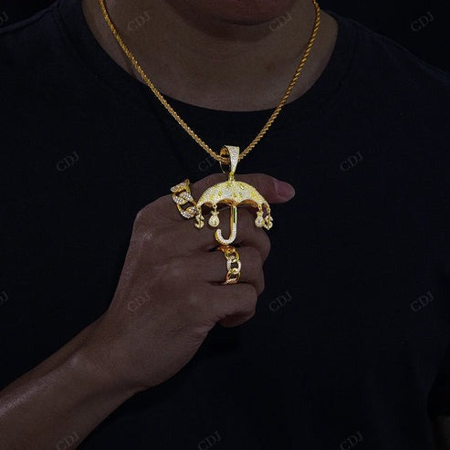 Men's Handmade Moissanite Silver Umbrella Pendant hip hop jewelry CustomDiamJewel