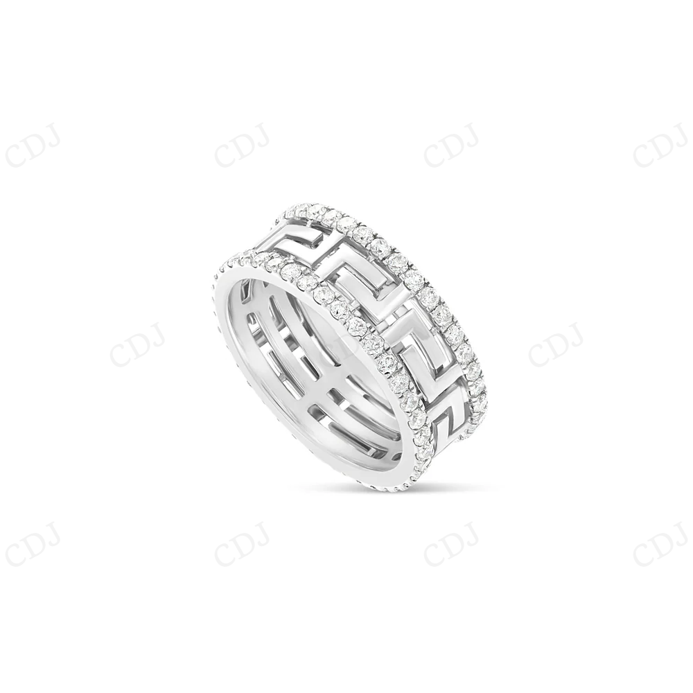 14K White Gold Greek Logo Diamond Eternity Band hip hop jewelry CustomDiamJewel