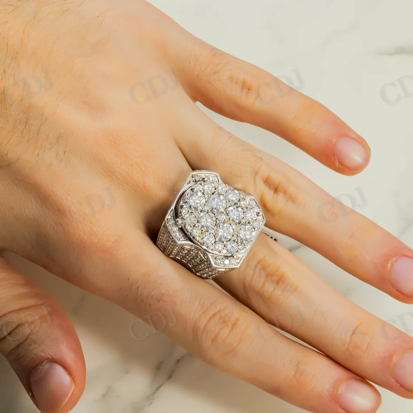 Hip Hop 7.04 CTW Cluster Diamond Statement Ring Hip Hop Ring customdiamjewel