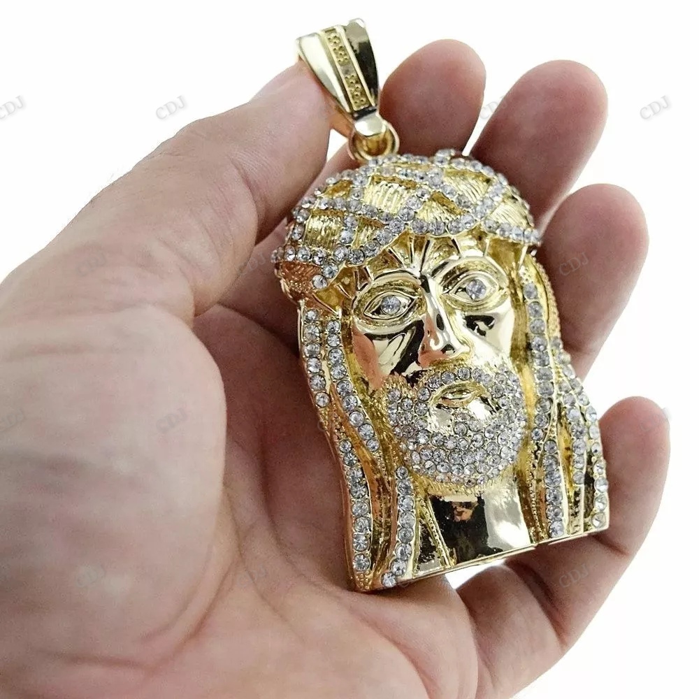 Hip Hop Gold Plated Charm Jesus Head Pendant hip hop jewelry CustomDiamJewel