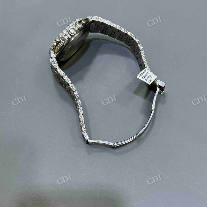 Full White Patek Philippe Moissanite Diamond Watch customdiamjewel