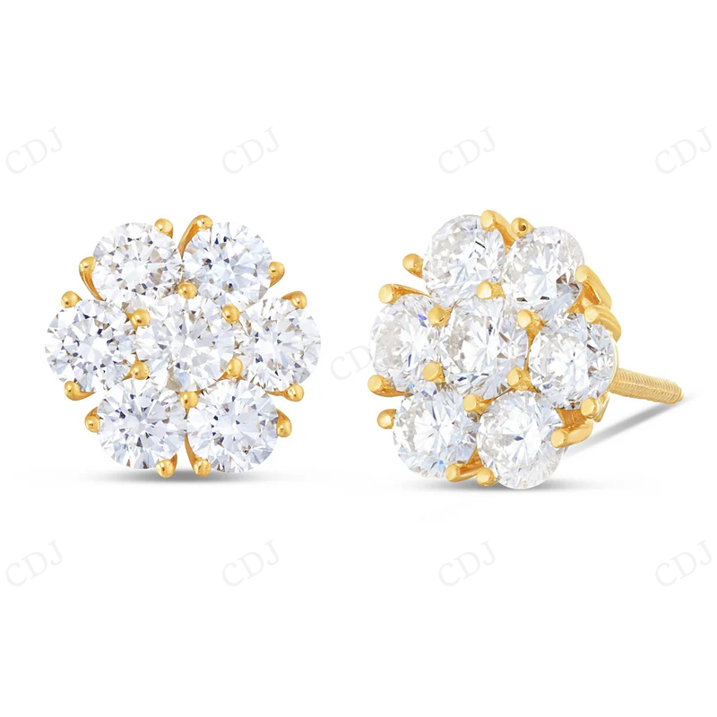 Luxury Moissanite Diamond Flower Stud Earrings Stud earrings CustomDiamJewel