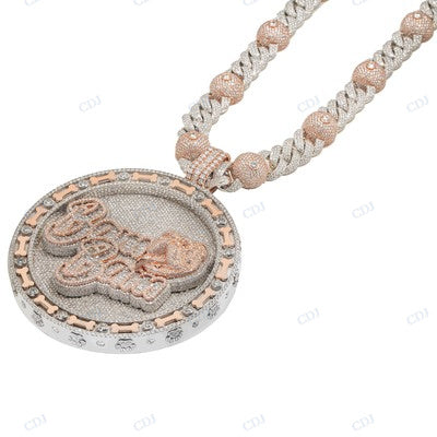 Moissanite Diamond Two Tone Pendant Of His Dog Bam Bam! hip hop jewelry CustomDiamJewel