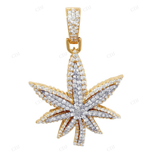 1.35 CTW Sterling Silver Moissanite Herbal Leaf Pendant CustomDiamJewel
