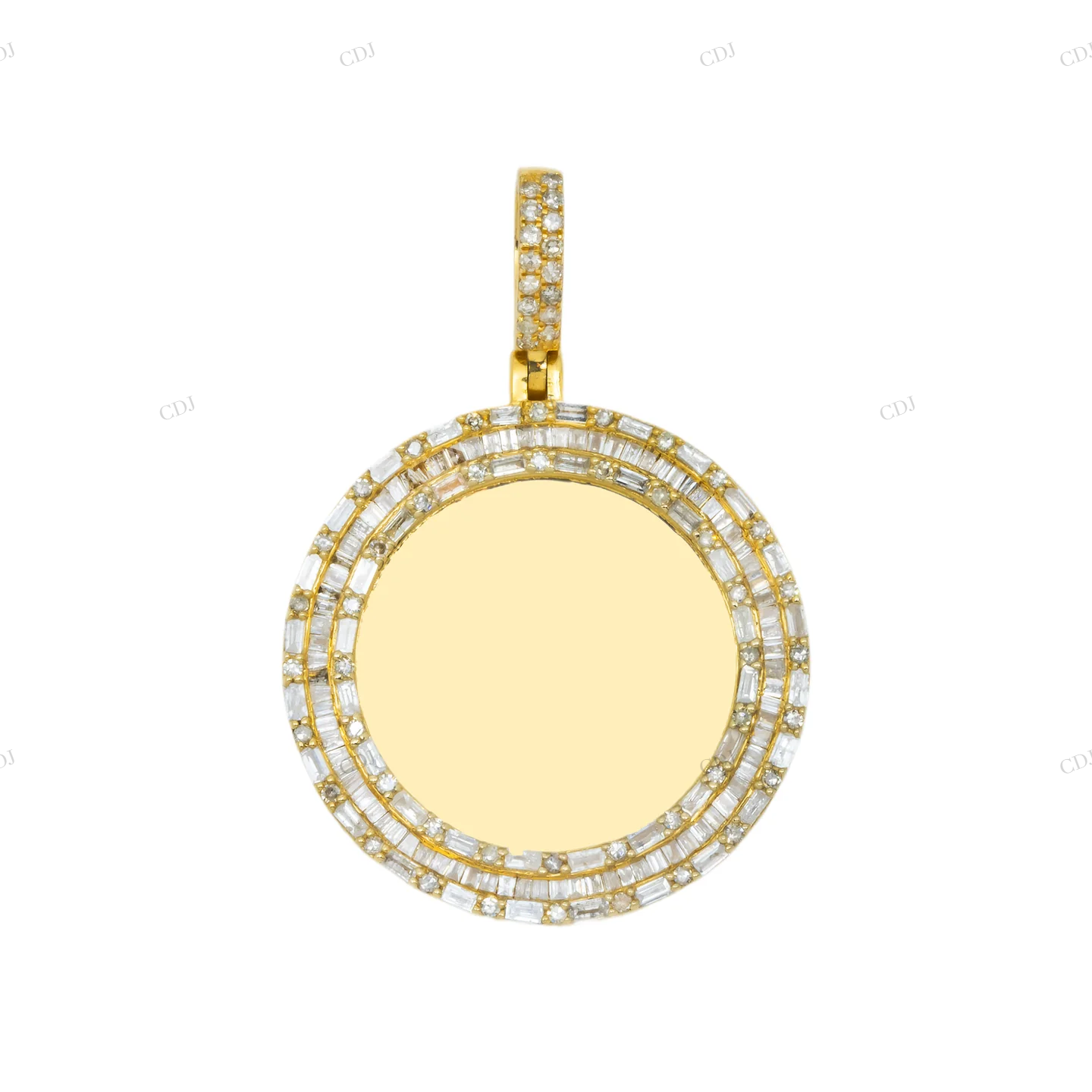 1.90 CTW Baguette And Round Diamond Circle Picture Pendant hip hop jewelry CustomDiamJewel