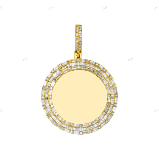 1.90 CTW Baguette And Round Diamond Circle Picture Pendant hip hop jewelry CustomDiamJewel