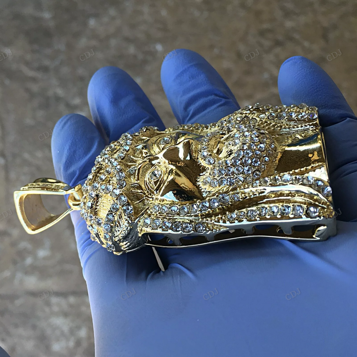Hip Hop Gold Plated Charm Jesus Head Pendant hip hop jewelry CustomDiamJewel