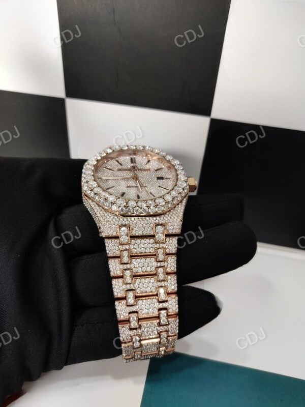 Full Rose AP Round Moissanite Diamond Fully Iced Out Men's Hip Hop Watches customdiamjewel