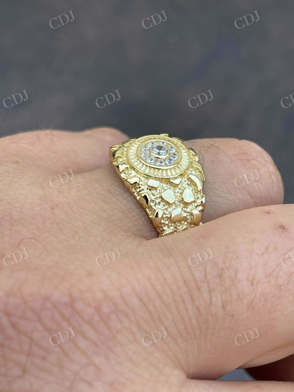 14K Solid Gold Vermeil Hip Hop Ring  customdiamjewel   