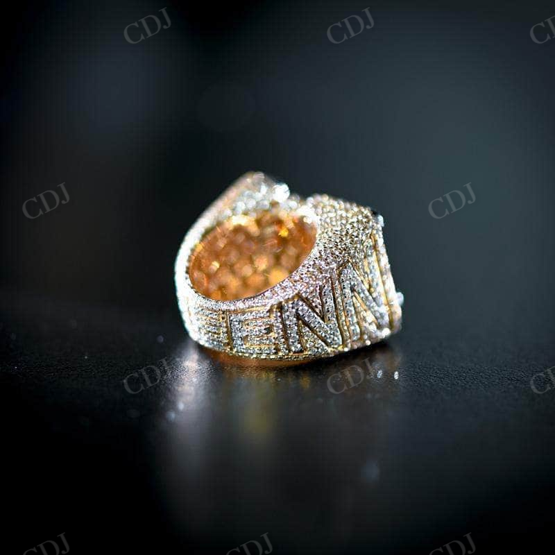 Unique Diamond Two Tone Initial Letter Ring  customdiamjewel   