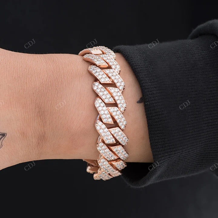 Rose Gold Plated Full Ice Out Hip Hop Rapper Style Cuban Bracelet hip hop jewelry CustomDiamJewel