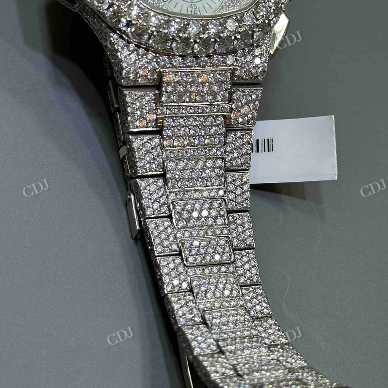 Full White Patek Philippe Moissanite Diamond Watch customdiamjewel