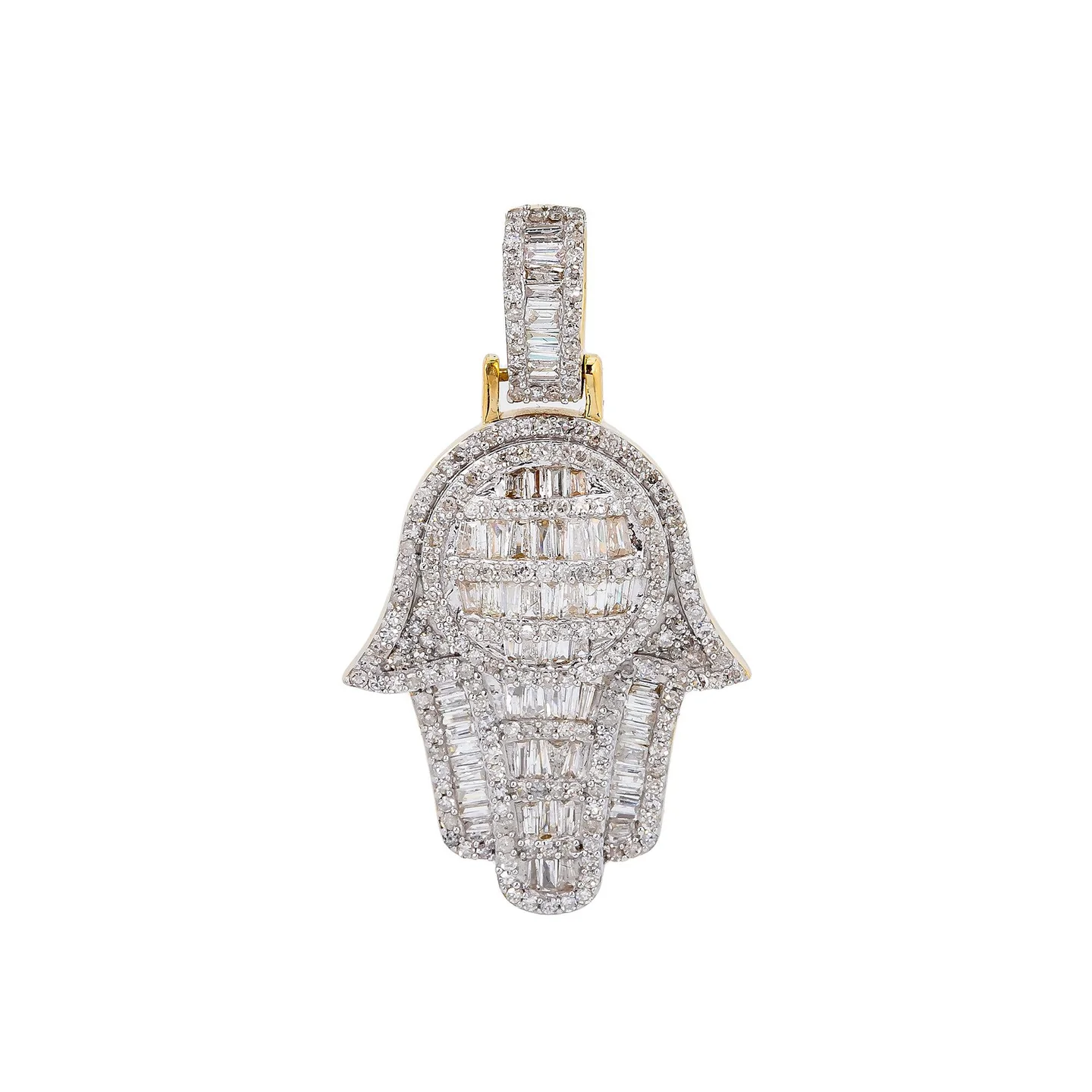 Hamsa Moissanite Diamond Iced Hip Hop Pendant hip hop jewelry CustomDiamJewel