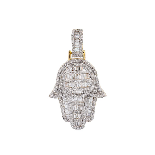 Hamsa Moissanite Diamond Iced Hip Hop Pendant hip hop jewelry CustomDiamJewel