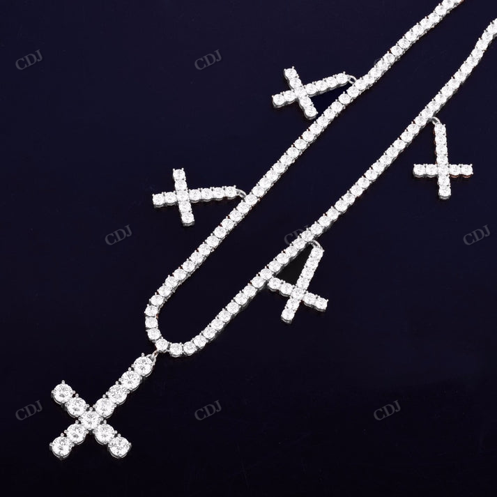 Full Iced Out Diamond Cross Tennis Chain hip hop jewelry CustomDiamJewel