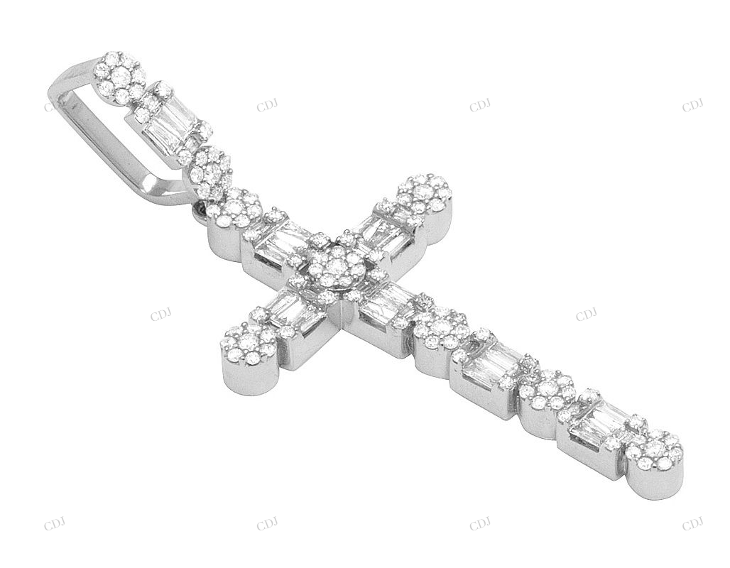 2 Inch Moissanite Flower Cross Pendant hip hop jewelry CustomDiamJewel