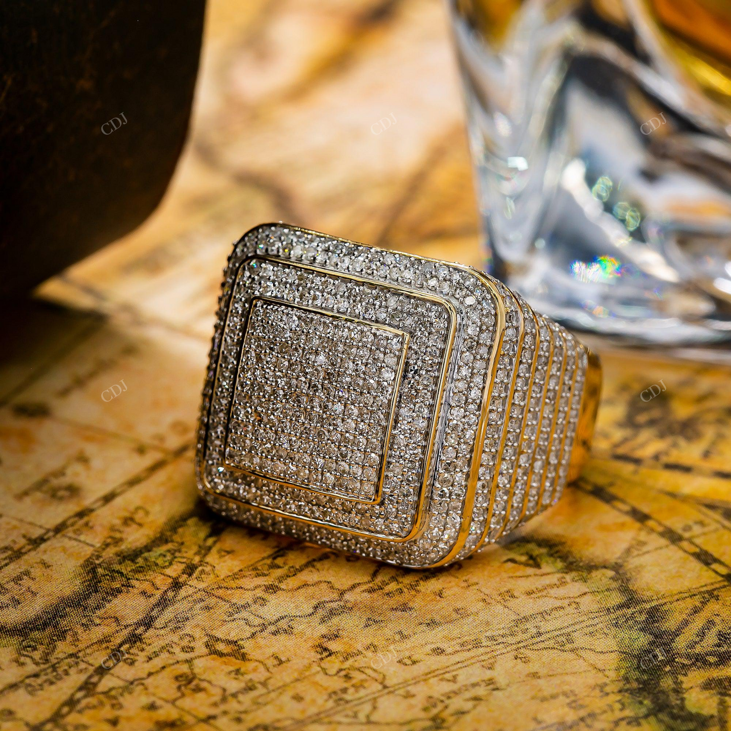 VVS Moissanite Iced Out Square Men's Ring hip hop jewelry customdiamjewel