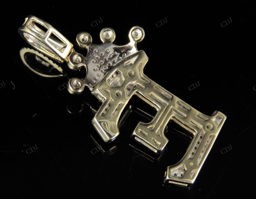 Initial Letter 'E' Crown diamond Custom Pendant in 10k Solid Gold CustomDiamJewel