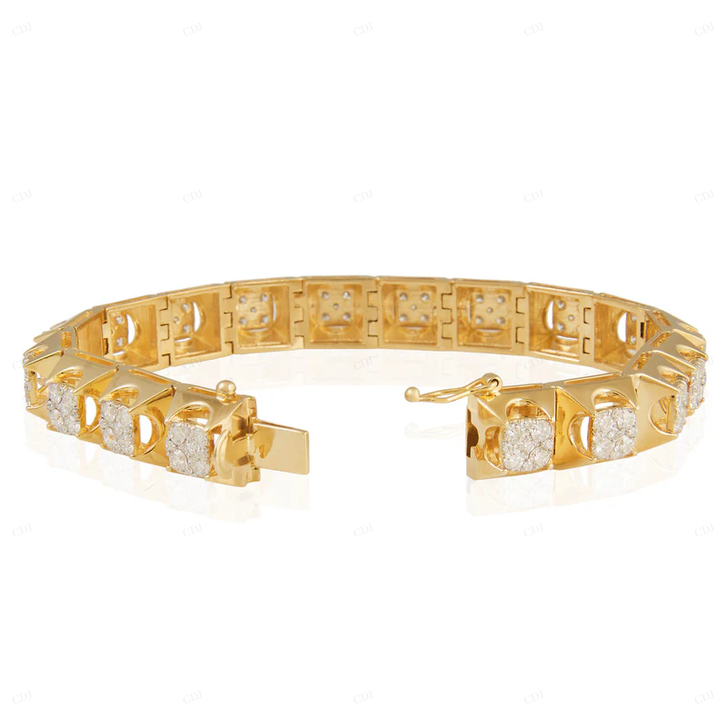VVS Moissanite 14K Yellow Gold Tennis Bracelet CustomDiamJewel