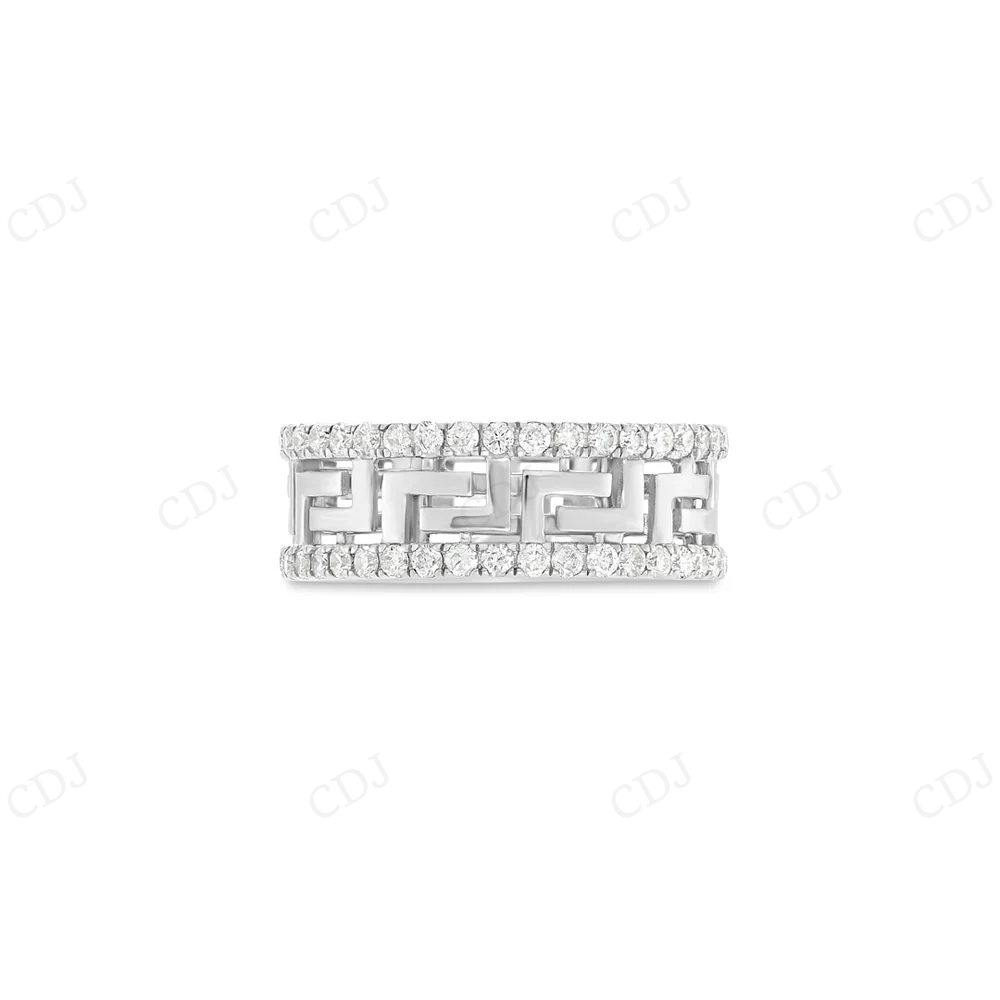 14K White Gold Greek Logo Diamond Eternity Band hip hop jewelry CustomDiamJewel