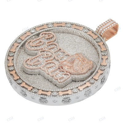 Moissanite Diamond Two Tone Pendant Of His Dog Bam Bam! hip hop jewelry CustomDiamJewel