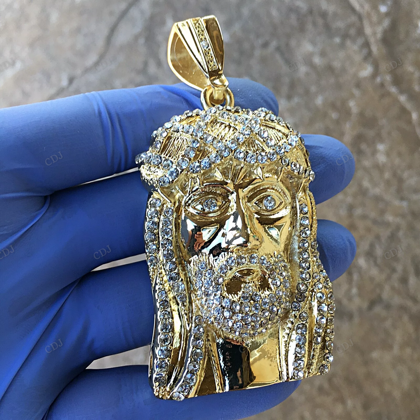 Hip Hop Gold Plated Charm Jesus Head Pendant hip hop jewelry CustomDiamJewel
