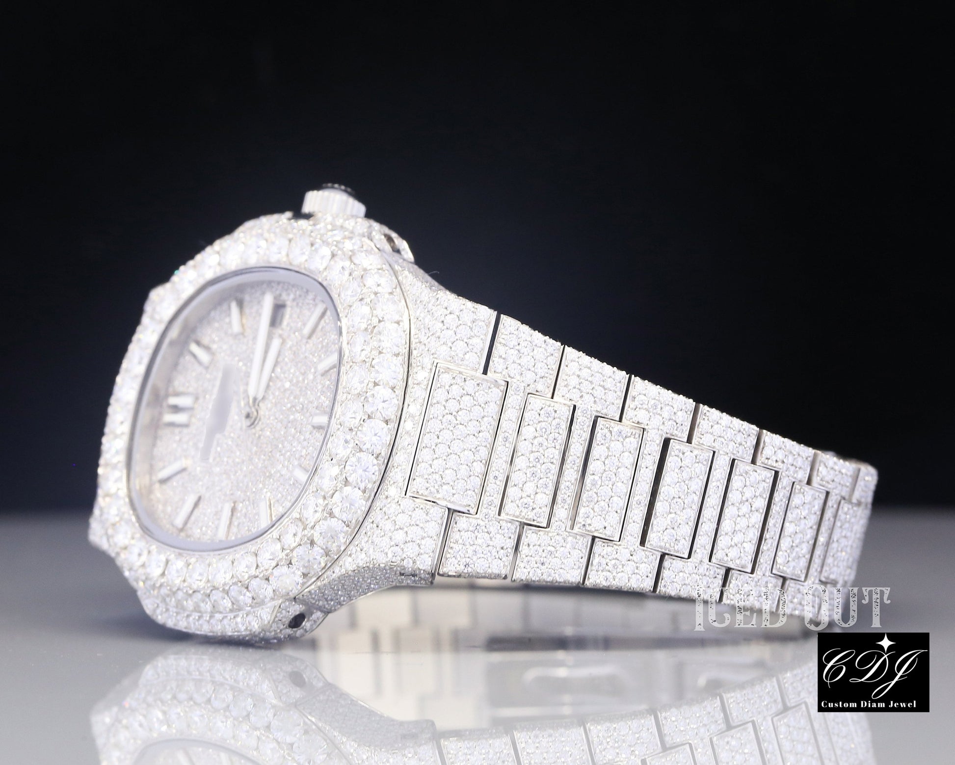 Patek Philippe Moissanite Diamond Wrist Watch customdiamjewel