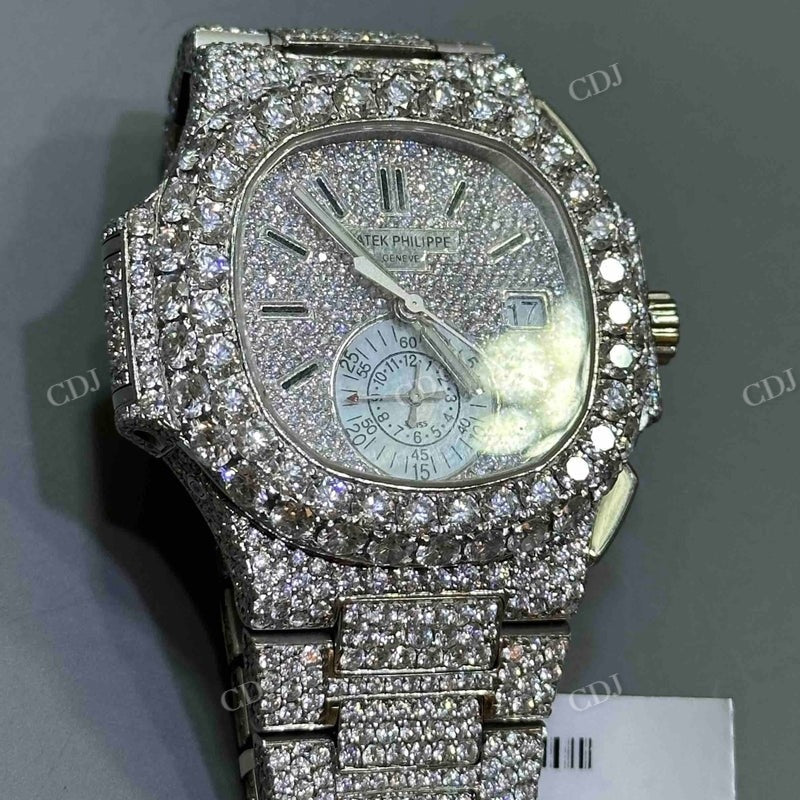 Full White Patek Philippe Moissanite Diamond Watch customdiamjewel