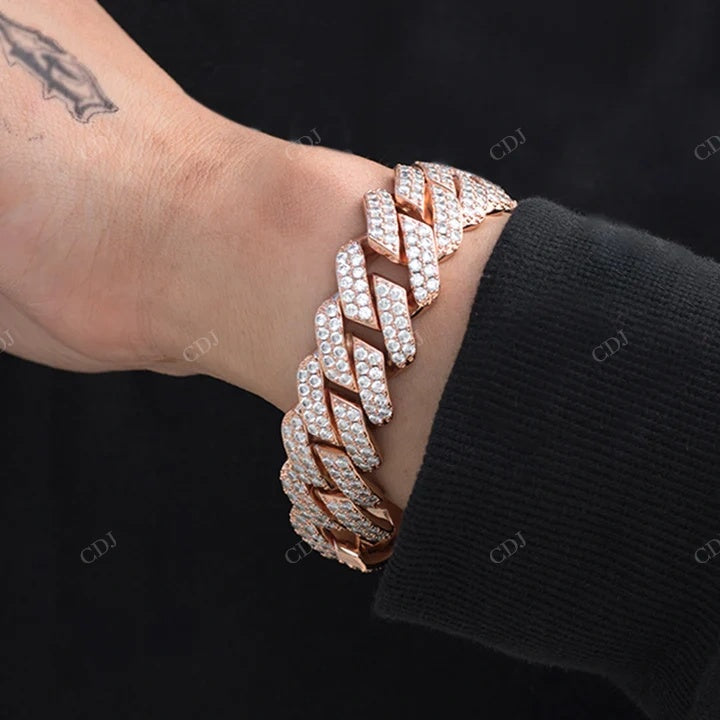 Rose Gold Plated Full Ice Out Hip Hop Rapper Style Cuban Bracelet hip hop jewelry CustomDiamJewel