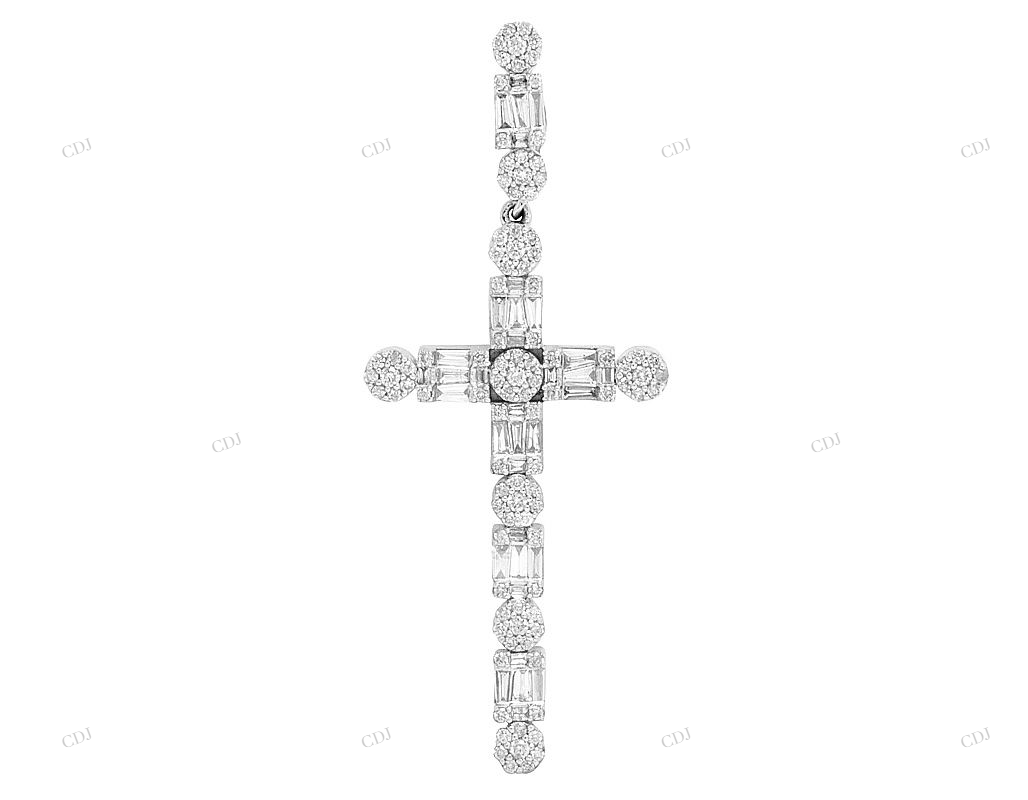 2 Inch Moissanite Flower Cross Pendant hip hop jewelry CustomDiamJewel