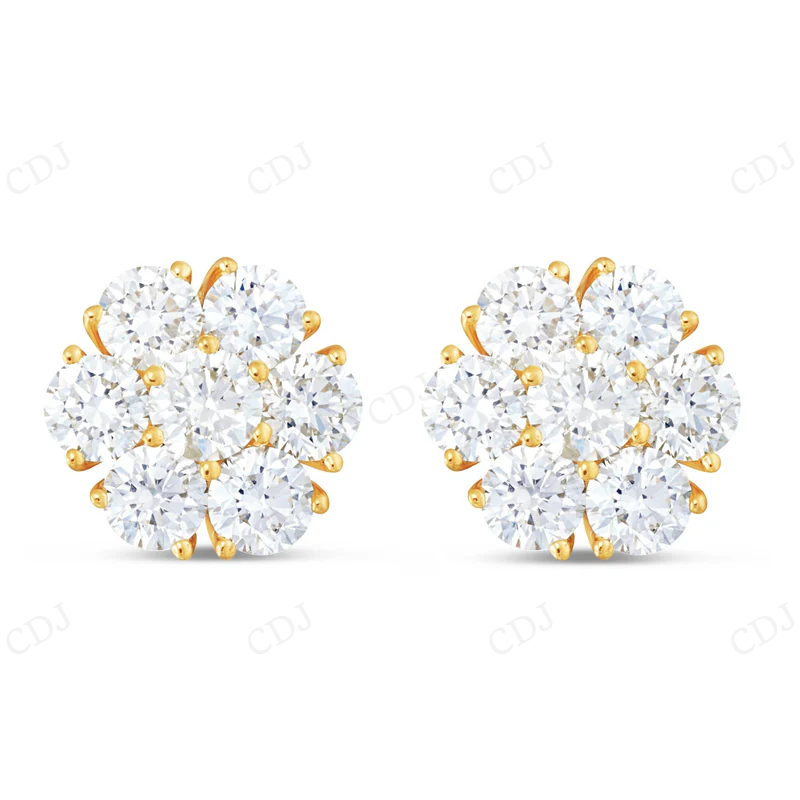 Luxury Moissanite Diamond Flower Stud Earrings Stud earrings CustomDiamJewel