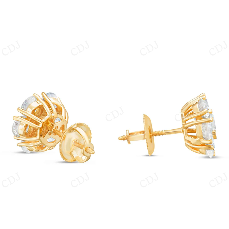 Luxury Moissanite Diamond Flower Stud Earrings Stud earrings CustomDiamJewel