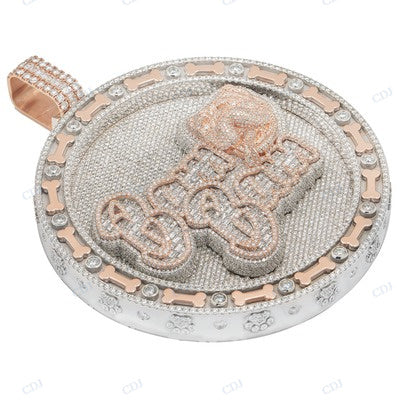 Moissanite Diamond Two Tone Pendant Of His Dog Bam Bam! hip hop jewelry CustomDiamJewel
