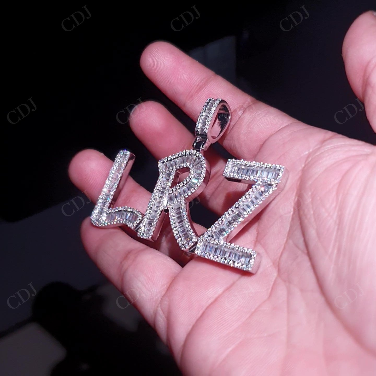 Baguette Moissanite LRZ Iced Out Silver Pendant hip hop jewelry customdiamjewel   