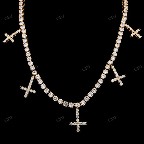 Full Iced Out Diamond Cross Tennis Chain hip hop jewelry CustomDiamJewel